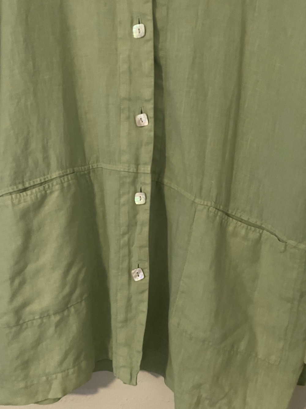 Cut Loose sage green 100% linen oversized shirt jacket patch pockets XL - Picture 5 of 10